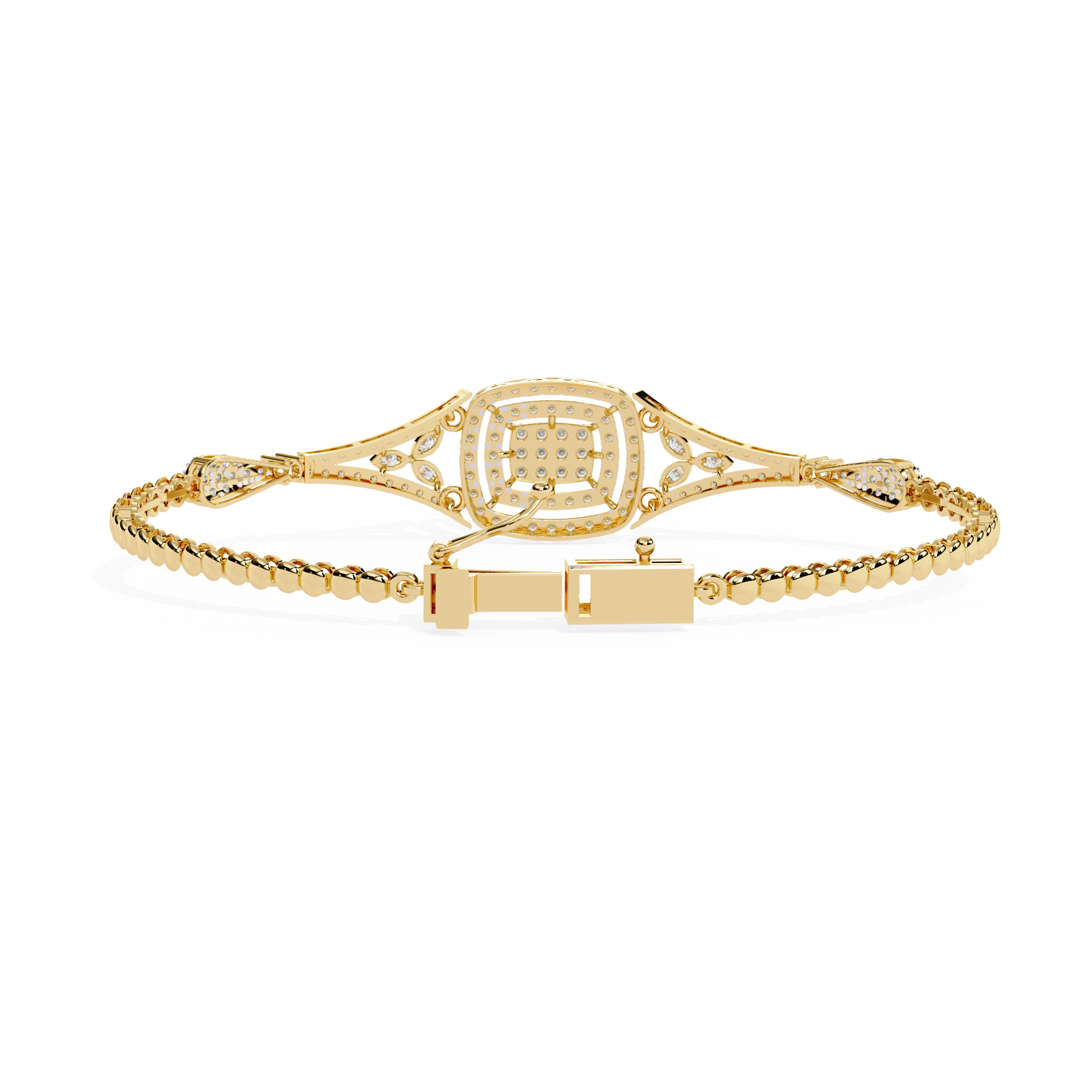 Round Lab Grown Diamond Cushion Cluster Bracelet – Pavé Diamond Bangle – Sustainable Fine Jewelry – Lustraa’s Minimalist Bracelet