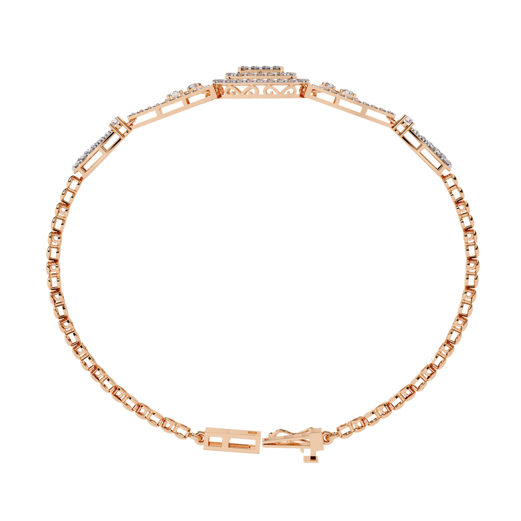 Round Lab Grown Diamond Cushion Cluster Bracelet – Pavé Diamond Bangle – Sustainable Fine Jewelry – Lustraa’s Minimalist Bracelet