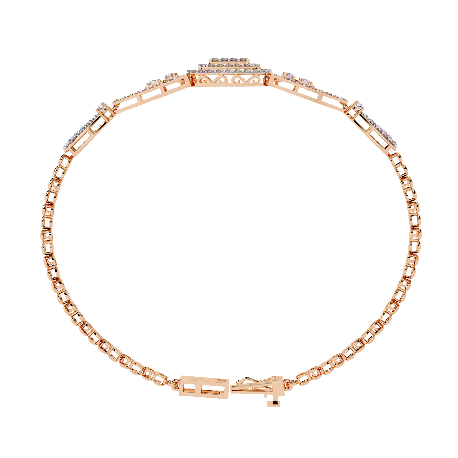 Round Lab Grown Diamond Cushion Cluster Bracelet – Pavé Diamond Bangle – Sustainable Fine Jewelry – Lustraa’s Minimalist Bracelet
