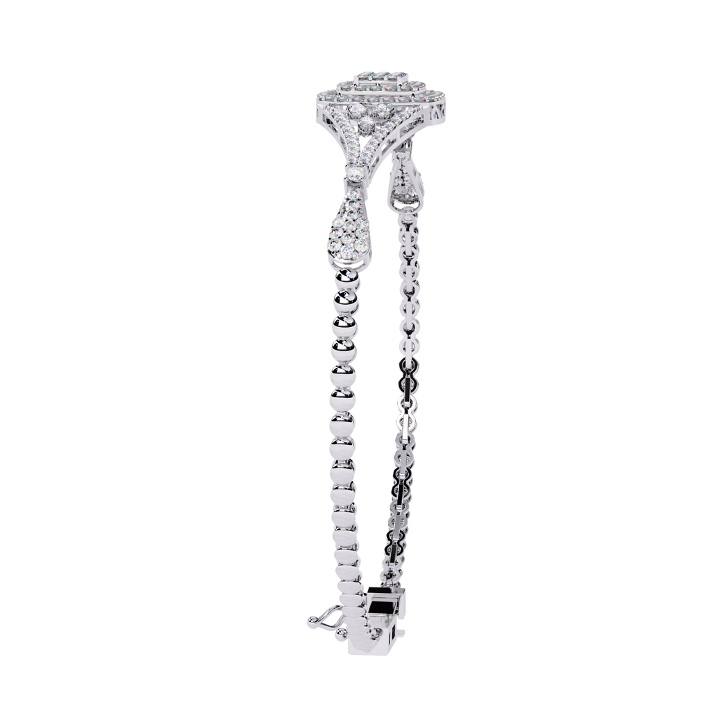 Round Lab Grown Diamond Cushion Cluster Bracelet – Pavé Diamond Bangle – Sustainable Fine Jewelry – Lustraa’s Minimalist Bracelet
