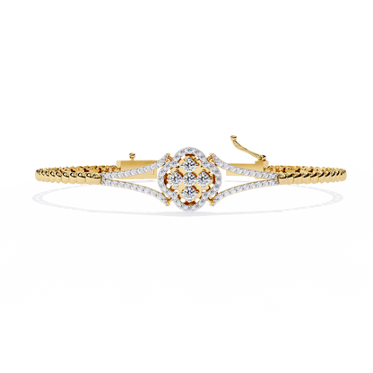 Floral Cluster Lab Grown Diamond Bracelet | Round Brilliant Cut Pavé Diamond Bangle| Sustainable Fine Jewelry – Lustraa’s Minimalist Bracelet