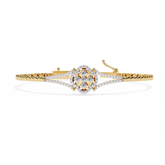 Floral Cluster Lab Grown Diamond Bracelet | Round Brilliant Cut Pavé Diamond Bangle| Sustainable Fine Jewelry – Lustraa’s Minimalist Bracelet