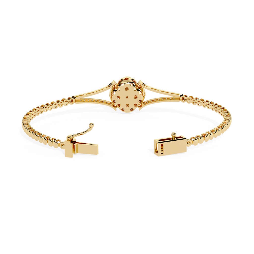 Floral Cluster Lab Grown Diamond Bracelet – Round Brilliant Cut Pavé Diamond Bangle – Sustainable Fine Jewelry – Lustraa’s Minimalist Bracelet