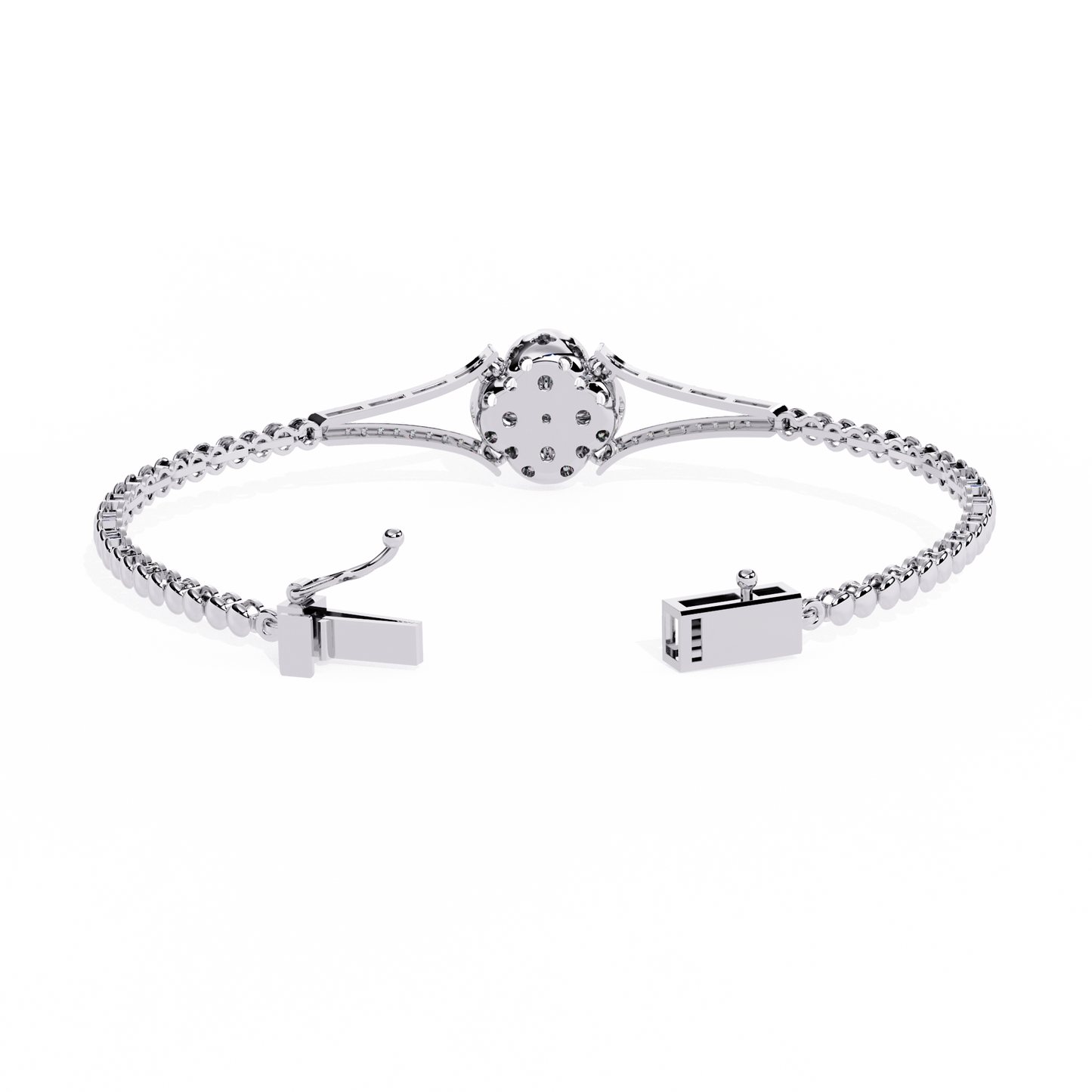 Floral Cluster Lab Grown Diamond Bracelet | Round Brilliant Cut Pavé Diamond Bangle| Sustainable Fine Jewelry – Lustraa’s Minimalist Bracelet