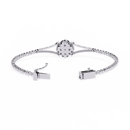Floral Cluster Lab Grown Diamond Bracelet | Round Brilliant Cut Pavé Diamond Bangle| Sustainable Fine Jewelry – Lustraa’s Minimalist Bracelet