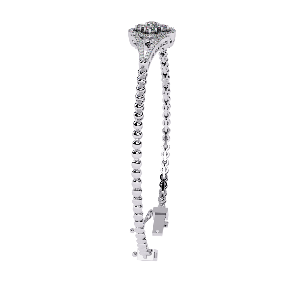 Floral Cluster Lab Grown Diamond Bracelet – Round Brilliant Cut Pavé Diamond Bangle – Sustainable Fine Jewelry – Lustraa’s Minimalist Bracelet