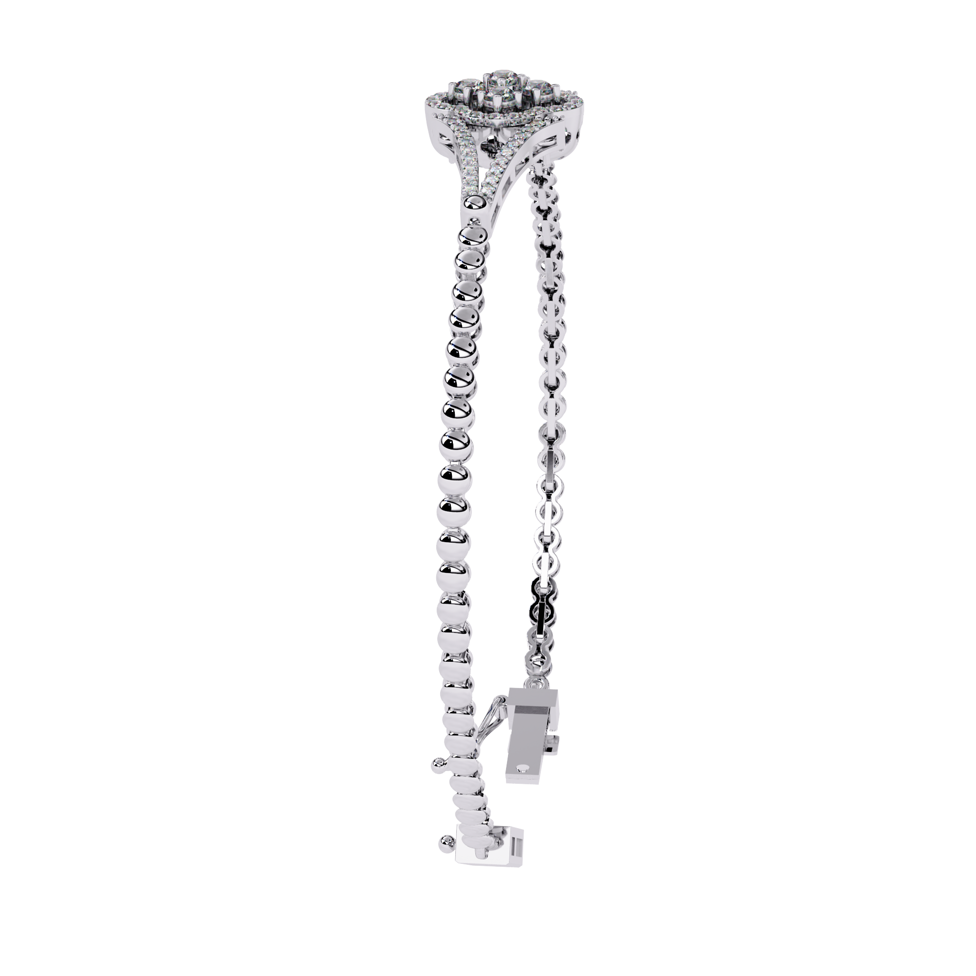 Floral Cluster Lab Grown Diamond Bracelet – Round Brilliant Cut Pavé Diamond Bangle – Sustainable Fine Jewelry – Lustraa’s Minimalist Bracelet