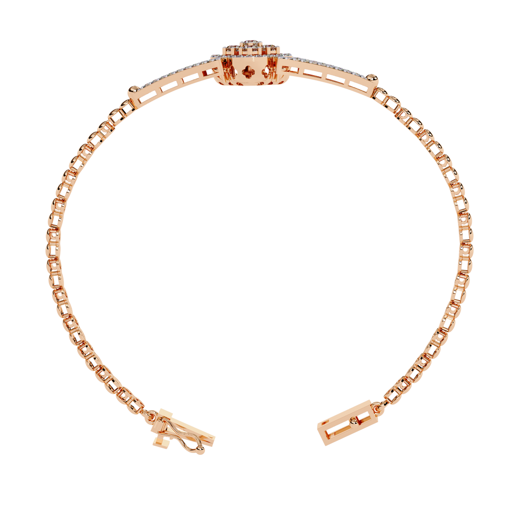 Floral Cluster Lab Grown Diamond Bracelet – Round Brilliant Cut Pavé Diamond Bangle – Sustainable Fine Jewelry – Lustraa’s Minimalist Bracelet