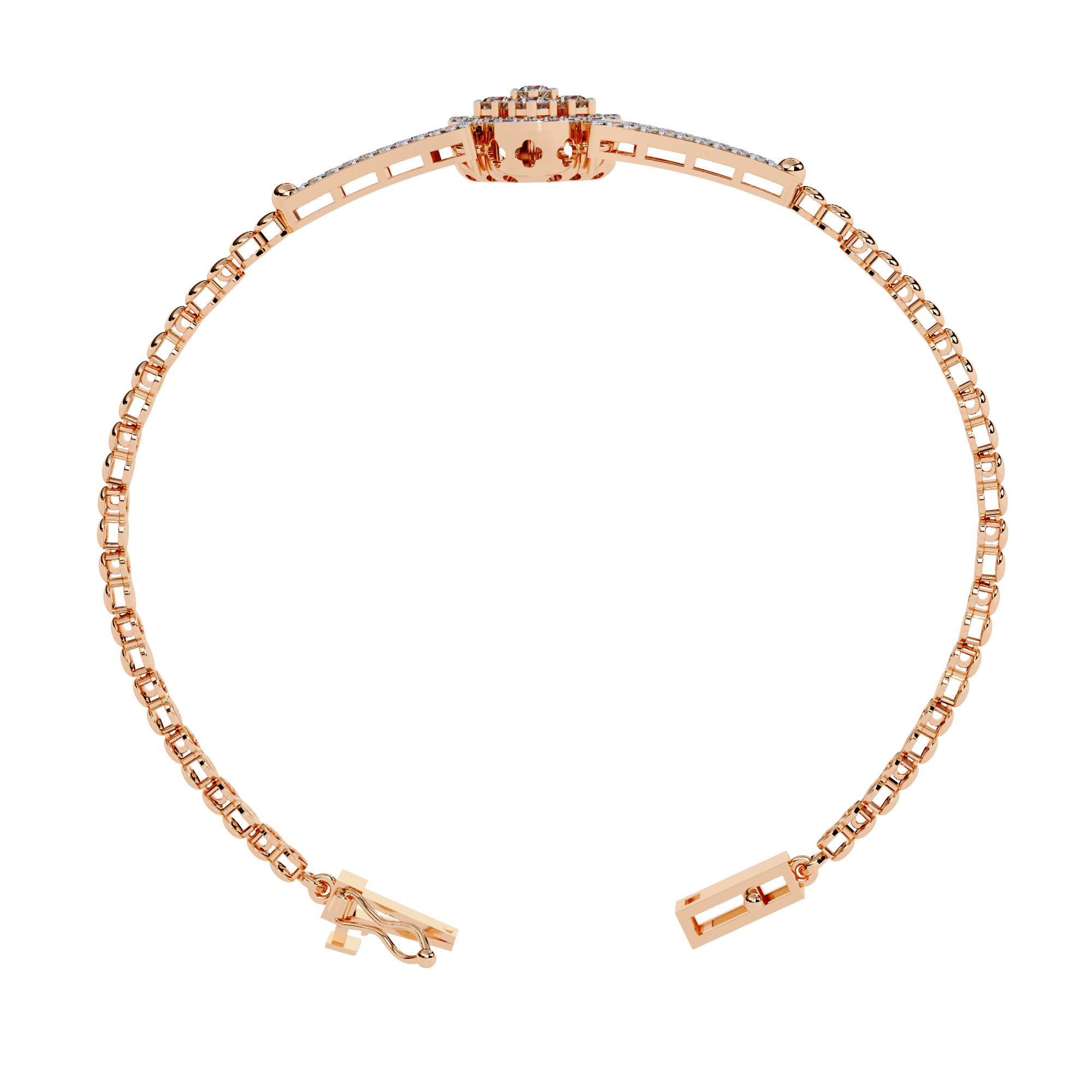 Floral Cluster Lab Grown Diamond Bracelet – Round Brilliant Cut Pavé Diamond Bangle – Sustainable Fine Jewelry – Lustraa’s Minimalist Bracelet