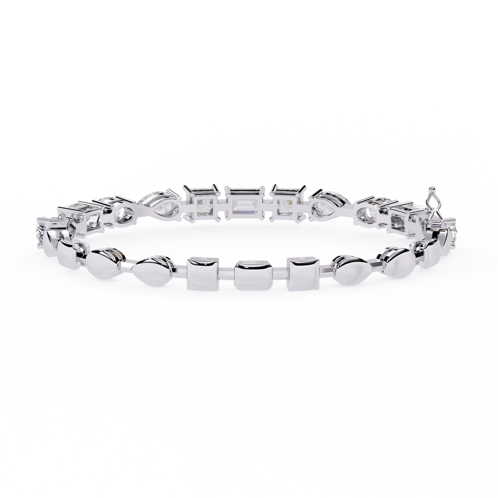 Elegant  Multi Cut Diamond Bracelet– Oval, Pear, Princess & Emerald Cut Lab Grown Diamond Tennis Bracelet –Lustraa's Tennis Bracelet