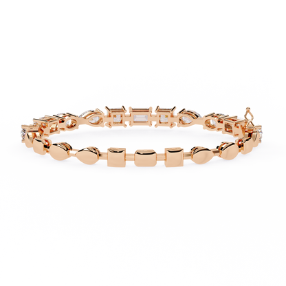 Multi Cut Diamond Bracelet– Oval, Pear, Princess & Emerald Cut Lab Grown Diamond Tennis Bracelet – Elegant Multi Shape Diamond Jewelry