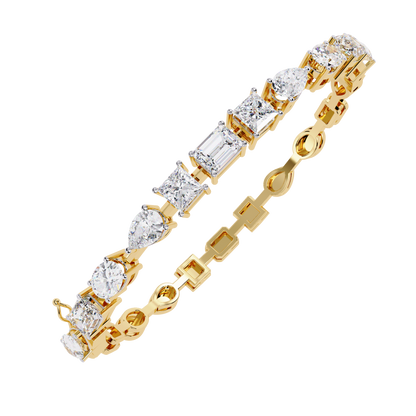 Multi Cut Diamond Bracelet– Oval, Pear, Princess & Emerald Cut Lab Grown Diamond Tennis Bracelet – Elegant Multi Shape Diamond Jewelry