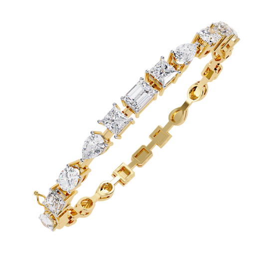 Multi Cut Diamond Bracelet– Oval, Pear, Princess & Emerald Cut Lab Grown Diamond Tennis Bracelet – Elegant Multi Shape Diamond Jewelry