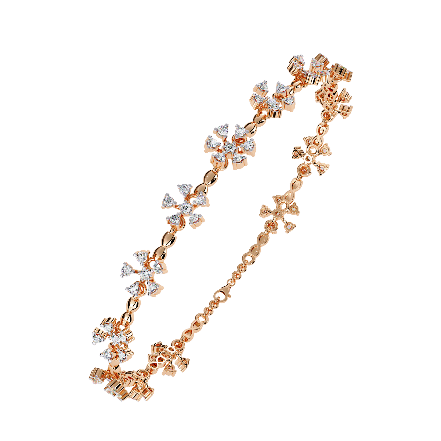 Floral Lab Grown Diamond Bracelet | Flower Motif Daimond Bracelet | Sustainable Diamond Jewelry -Lustraa’s Floral Bracelet