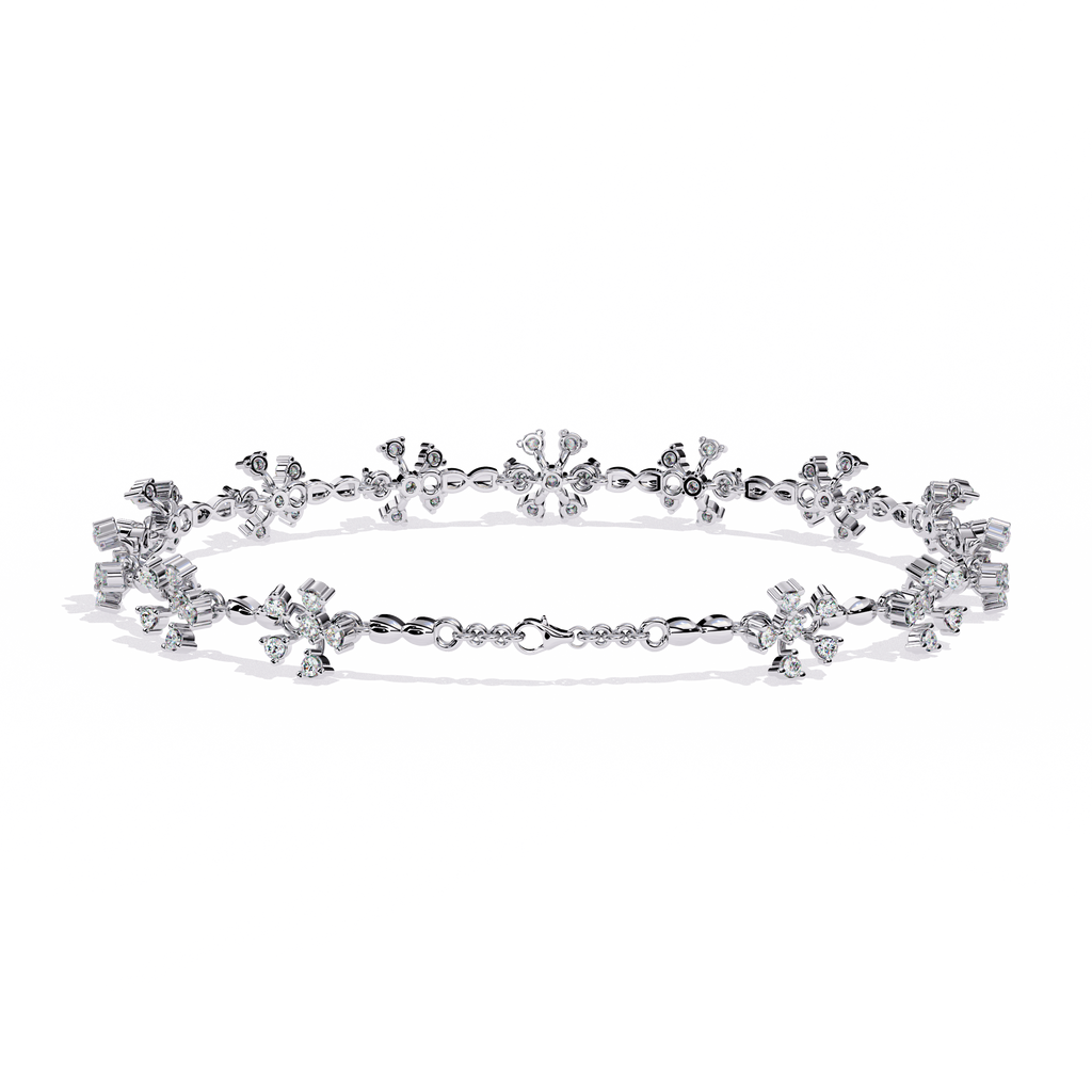 Floral Lab Grown Diamond Bracelet – Flower Motif Daimond Bracelet – Sustainable Diamond Jewelry – Lustraa’s Floral Bracelet