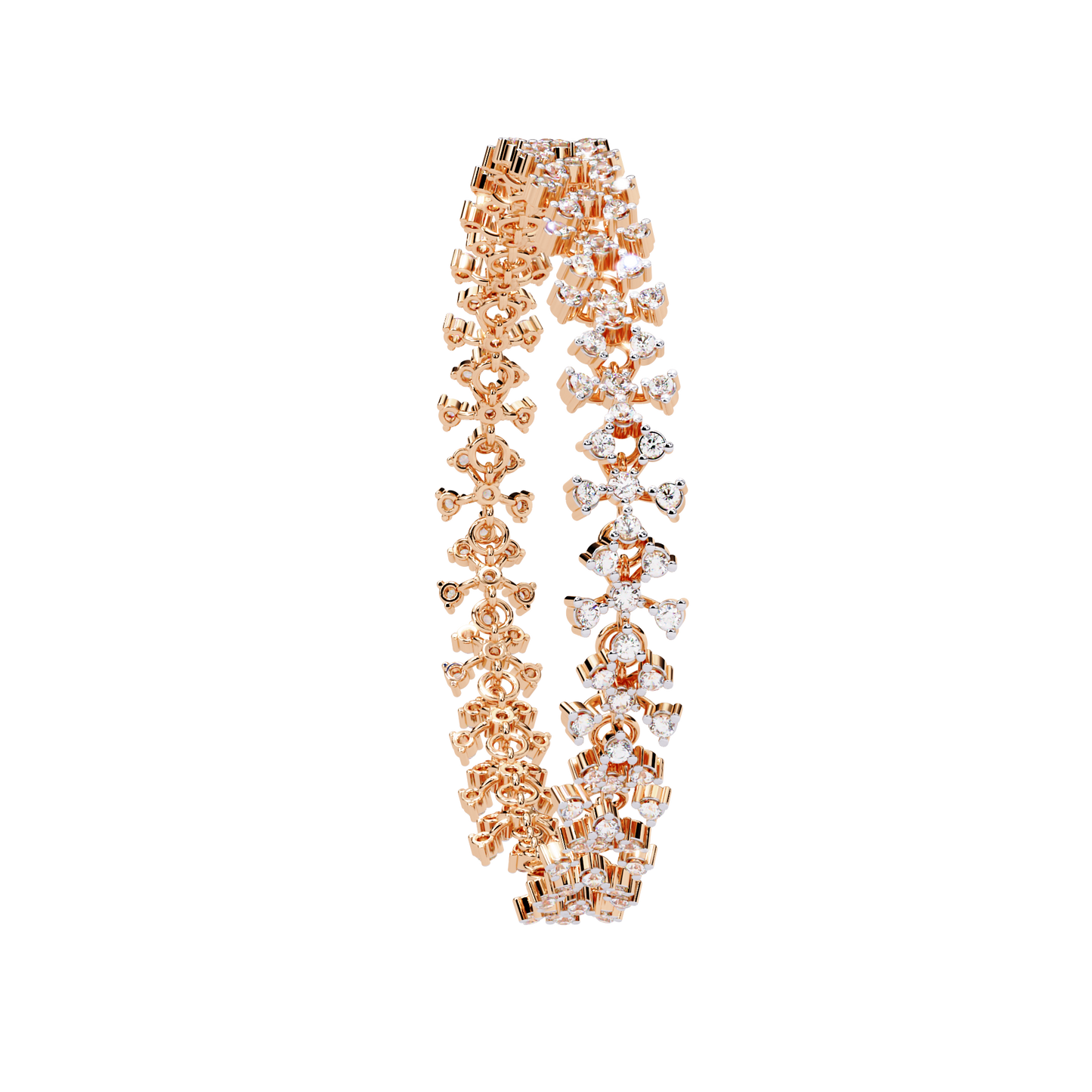 Lab Grown Diamond Floral Wide Bracelet | Designer Statement Bracelet | Ethical Diamond Jewelry -Lustraa’s Floral Bracelet