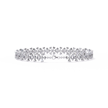 Lab Grown Diamond Floral Wide Bracelet | Designer Statement Bracelet | Ethical Diamond Jewelry -Lustraa’s Floral Bracelet