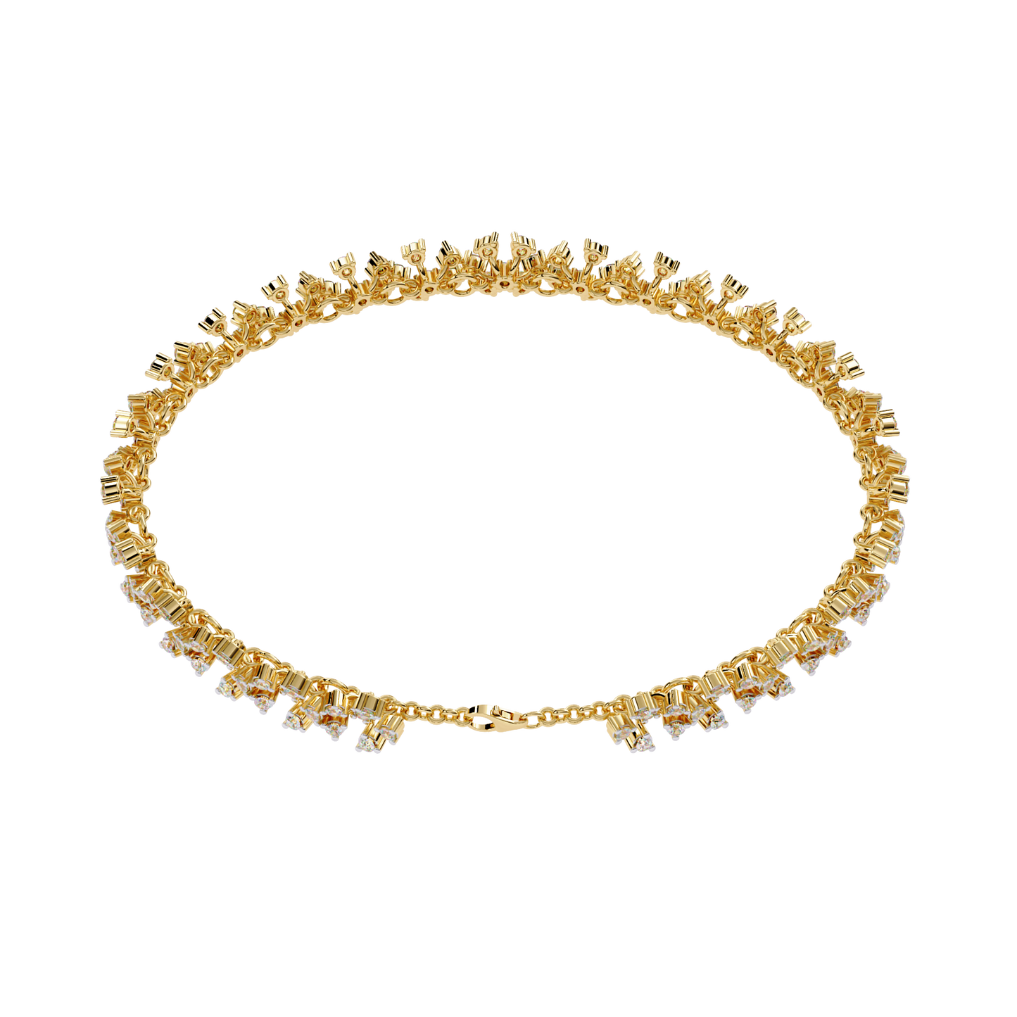 Lab Grown Diamond Floral Wide Bracelet | Designer Statement Bracelet | Ethical Diamond Jewelry -Lustraa’s Floral Bracelet