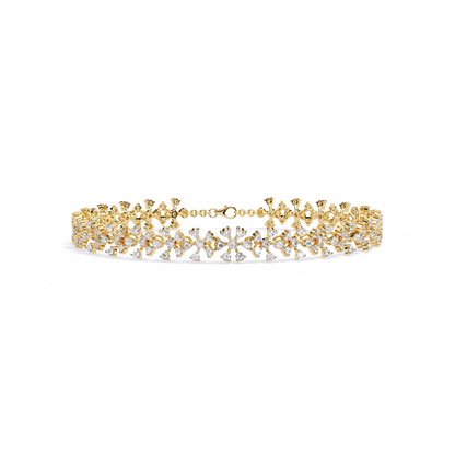 Lab Grown Diamond Floral Wide Bracelet | Designer Statement Bracelet | Ethical Diamond Jewelry -Lustraa’s Floral Bracelet