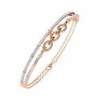 Chain Link Lab Grown Diamond Bracelet – Modern Pavé Diamond Bangle with Dual Chain Detail – Ethical Fine Jewelry – Lustraa’s Minimalist Bracelet