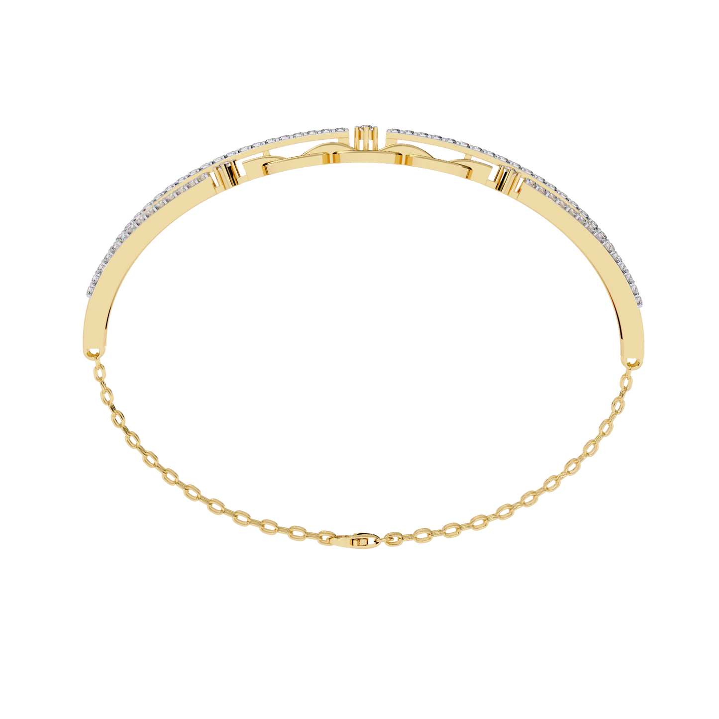 Chain Link Lab Grown Diamond Bracelet | Modern Pavé Diamond Bangle with Dual Chain Detail | Ethical Fine Jewelry – Lustraa’s Minimalist Bracelet