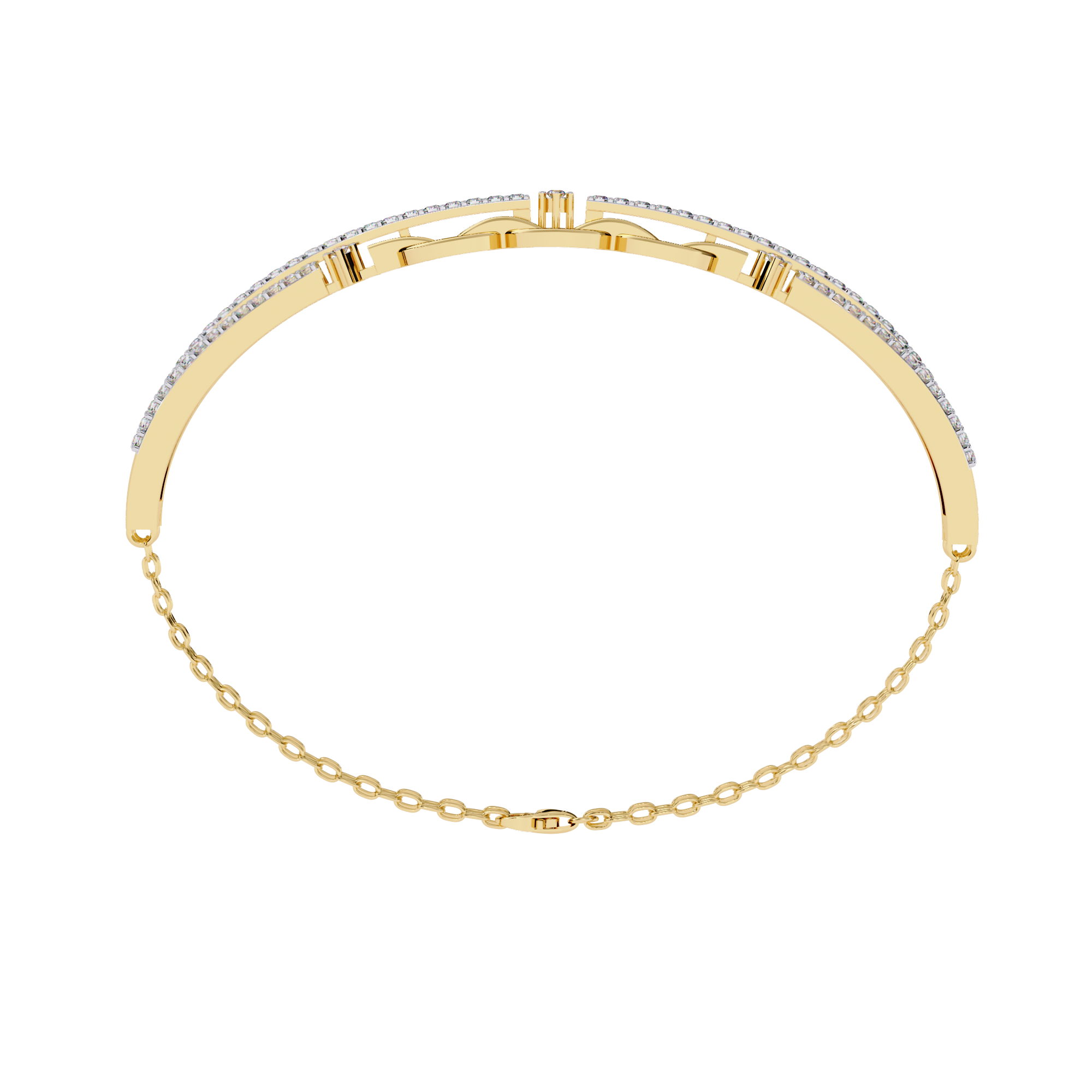 Chain Link Lab Grown Diamond Bracelet – Modern Pavé Diamond Bangle with Dual Chain Detail – Ethical Fine Jewelry – Lustraa’s Minimalist Bracelet
