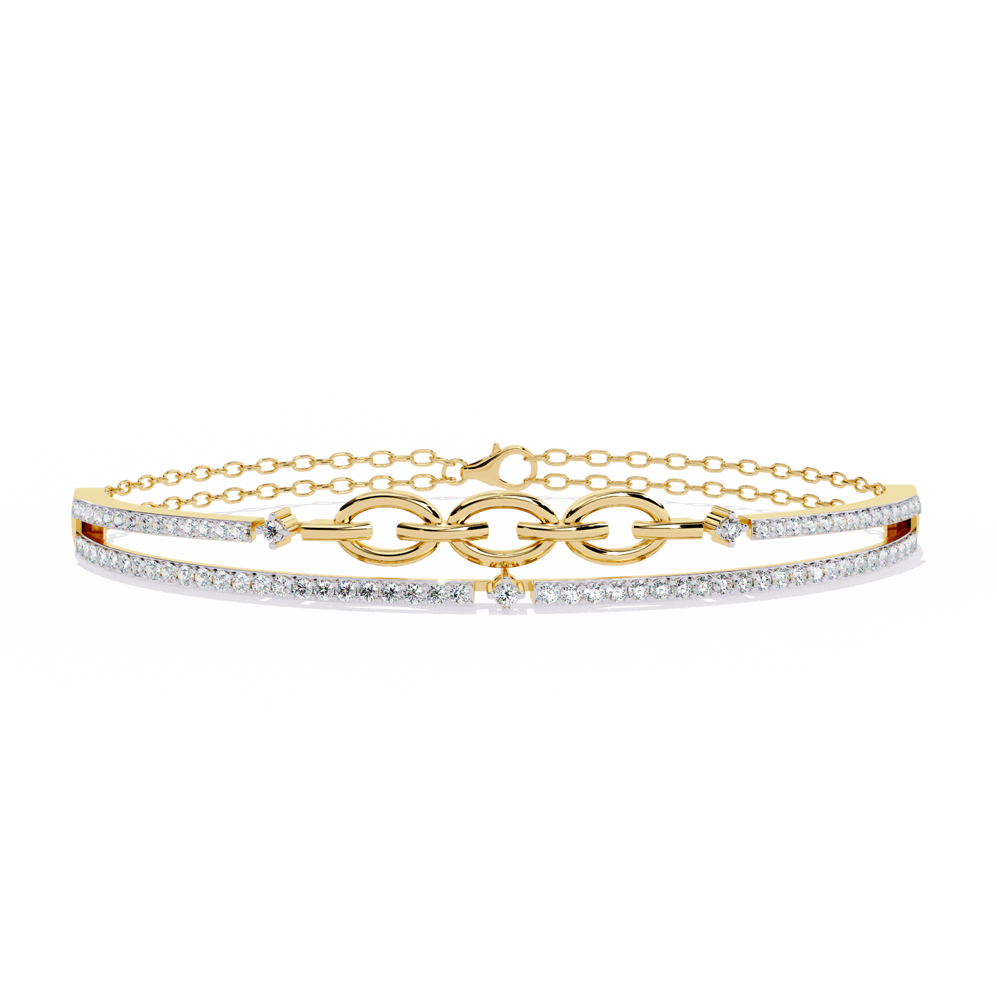 Chain Link Lab Grown Diamond Bracelet | Modern Pavé Diamond Bangle with Dual Chain Detail | Ethical Fine Jewelry – Lustraa’s Minimalist Bracelet