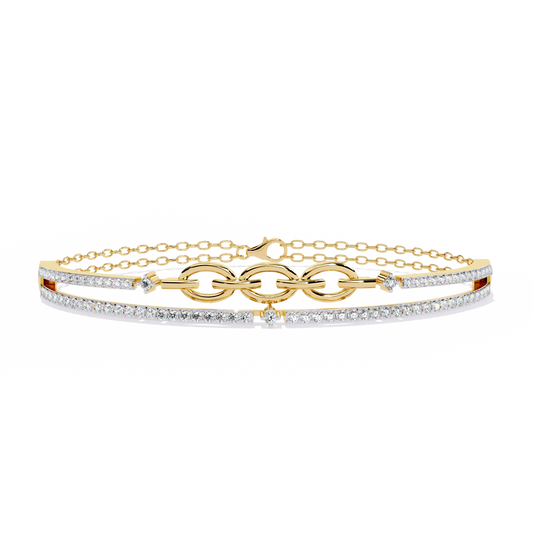 Chain Link Lab Grown Diamond Bracelet | Modern Pavé Diamond Bangle with Dual Chain Detail | Ethical Fine Jewelry – Lustraa’s Minimalist Bracelet