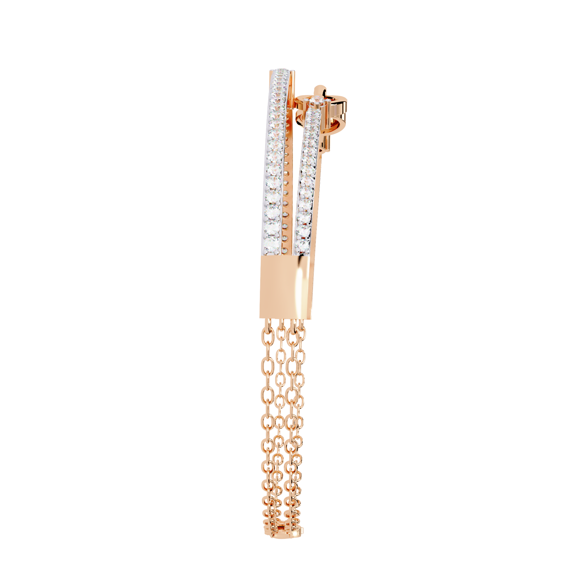 Chain Link Lab Grown Diamond Bracelet – Modern Pavé Diamond Bangle with Dual Chain Detail – Ethical Fine Jewelry – Lustraa’s Minimalist Bracelet