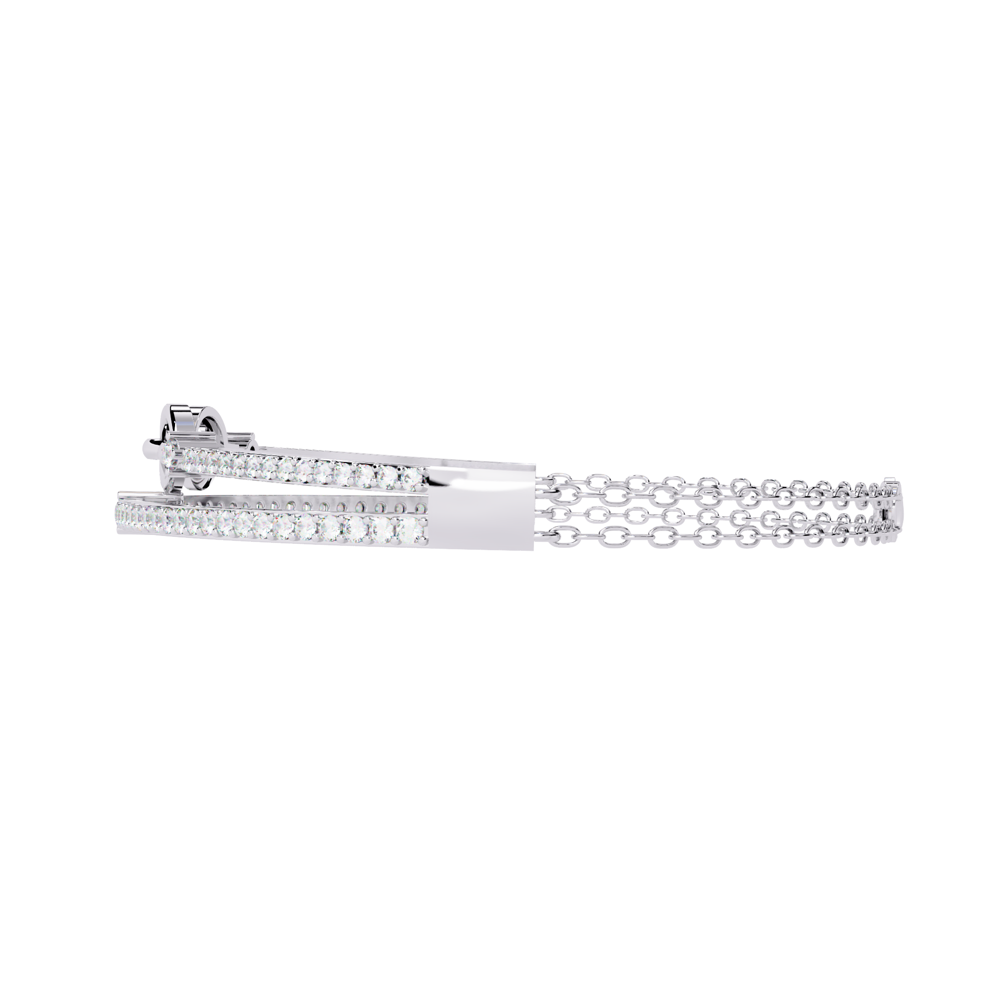 Chain Link Lab Grown Diamond Bracelet – Modern Pavé Diamond Bangle with Dual Chain Detail – Ethical Fine Jewelry – Lustraa’s Minimalist Bracelet