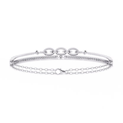 Chain Link Lab Grown Diamond Bracelet | Modern Pavé Diamond Bangle with Dual Chain Detail | Ethical Fine Jewelry – Lustraa’s Minimalist Bracelet