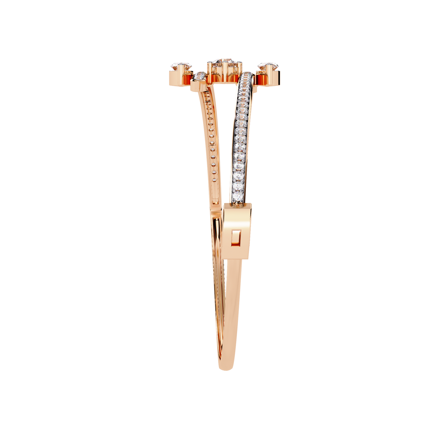 Modern Lab Grown Diamond Bangle Bracelet | Marquise & Round Cut Sustainable Diamond Bangle - Lustraa’s Diamond Bracelet
