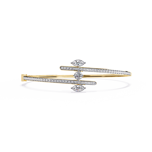 Modern Lab Grown Diamond Bangle Bracelet | Marquise & Round Cut Sustainable Diamond Bangle - Lustraa’s Diamond Bracelet