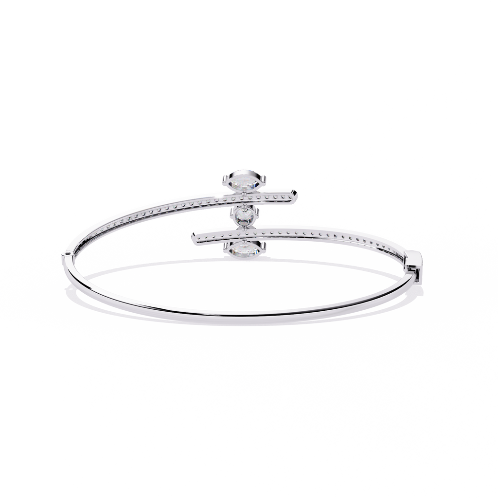 Modern Lab Grown Diamond Bangle Bracelet – Marquise & Round Cut Sustainable Diamond Jewelry – Lustraa’s Diamond Bracelet