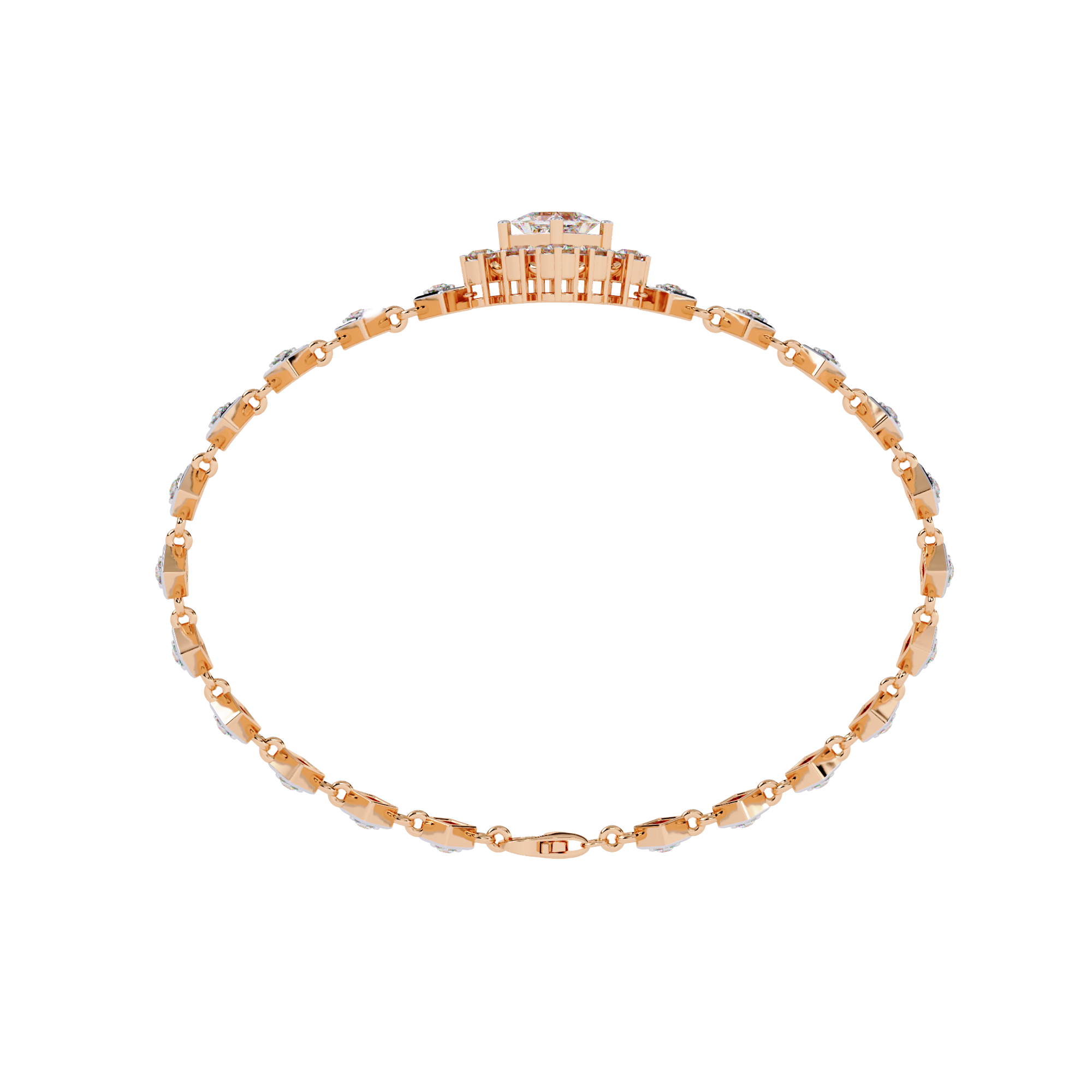 Geometric Elegant Diamond Bracelet – Princess and Round Cut Lab Created Diamond Bracelet – Lustraa’s Diamond Bracelet