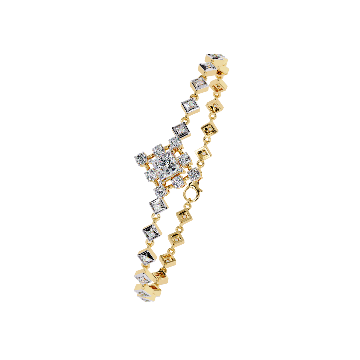 Geometric Lab Grown Diamond Bracelet | Princess & Round Cut Lab Created Diamond Bracelet - Lustraa’s Diamond Bracelet