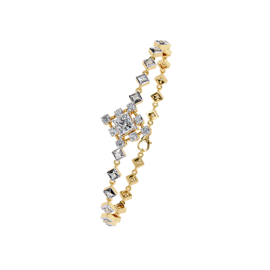 Geometric Lab Grown Diamond Bracelet | Princess & Round Cut Lab Created Diamond Bracelet - Lustraa’s Diamond Bracelet