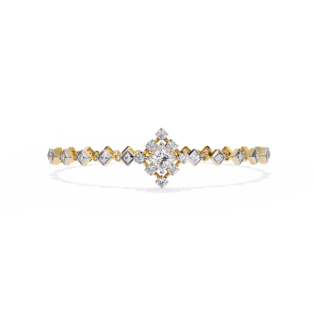Geometric Elegant Diamond Bracelet – Princess and Round Cut Lab Created Diamond Bracelet – Lustraa’s Diamond Bracelet