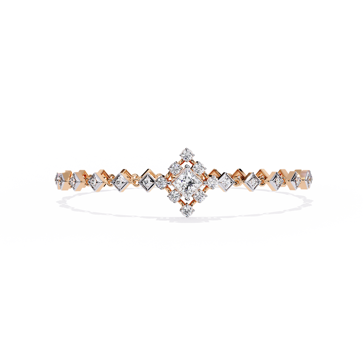 Geometric Lab Grown Diamond Bracelet | Princess & Round Cut Lab Created Diamond Bracelet - Lustraa’s Diamond Bracelet