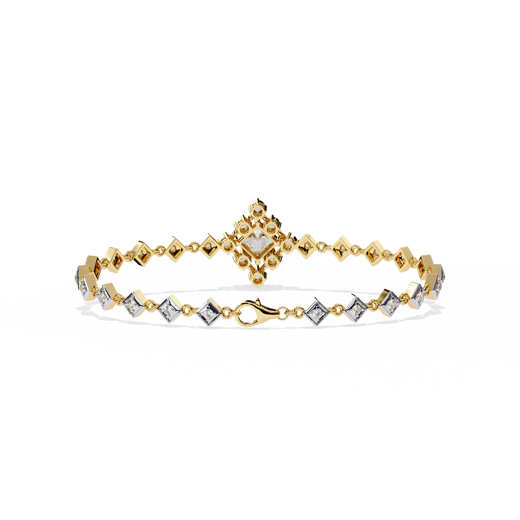 Geometric Elegant Diamond Bracelet – Princess and Round Cut Lab Created Diamond Bracelet – Lustraa’s Diamond Bracelet