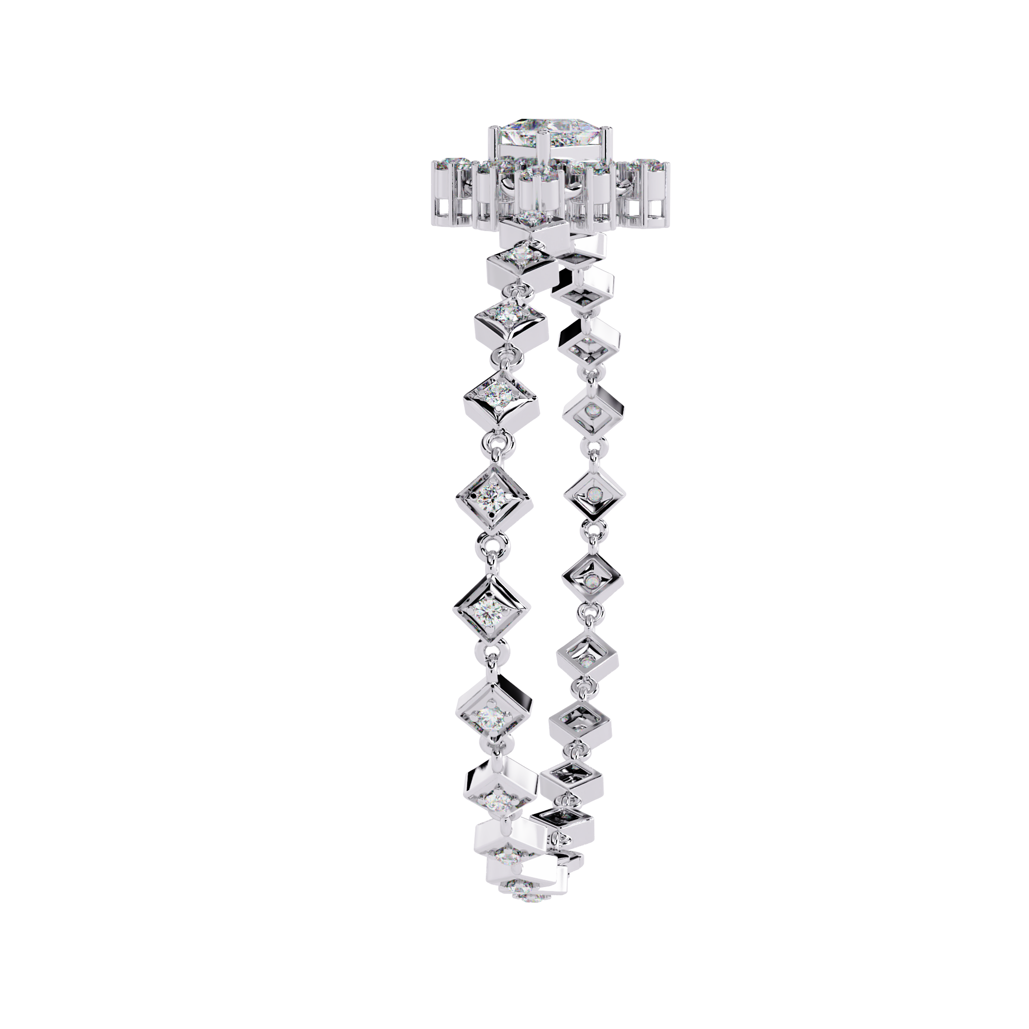 Geometric Elegant Diamond Bracelet – Princess and Round Cut Lab Created Diamond Bracelet – Lustraa’s Diamond Bracelet