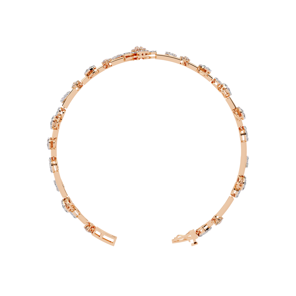 Designer Flower Motif Bangle Bracelet – Lab Grown Diamond Floral Bracelet – Lustraa’s Floral Bracelet