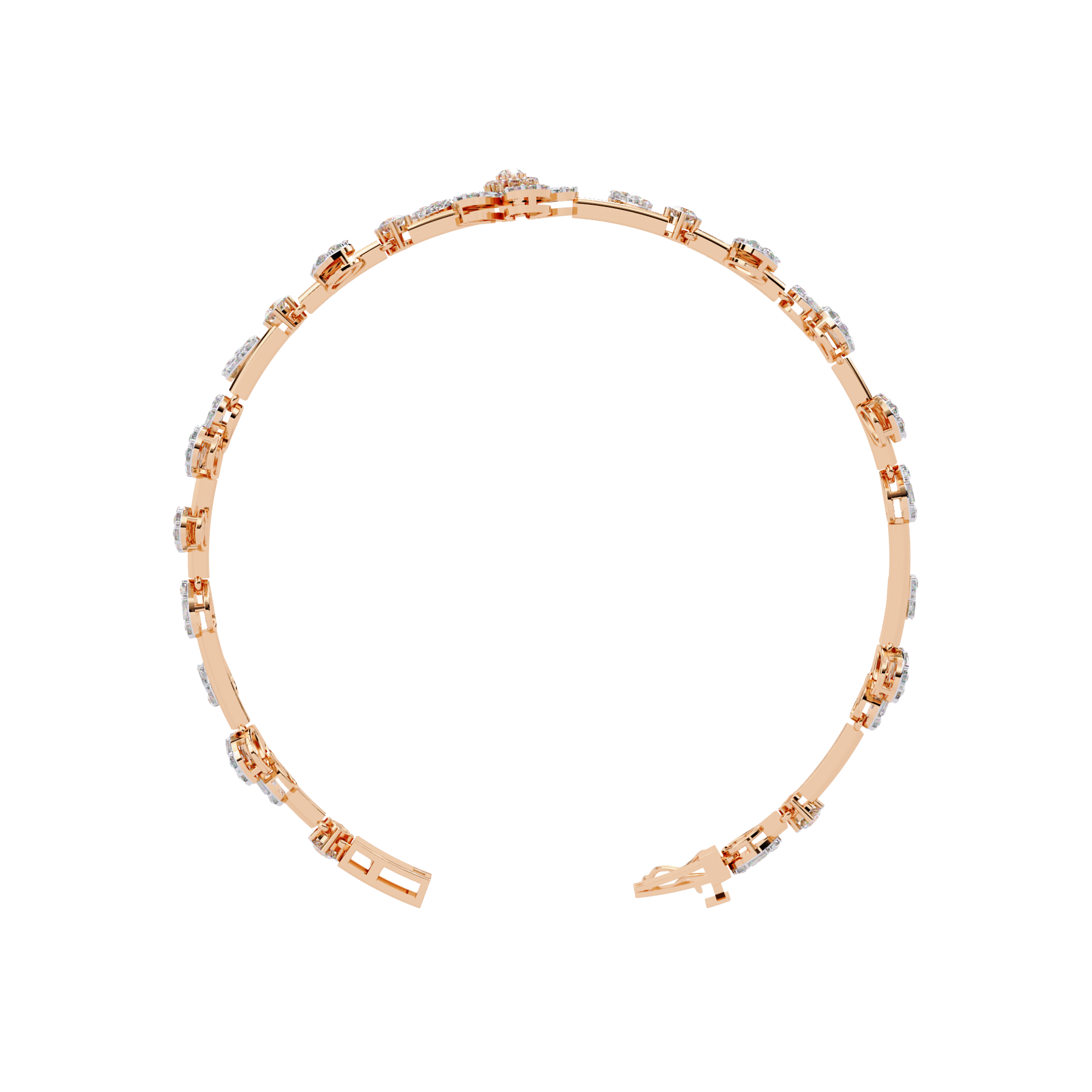Designer Flower Motif Bangle Bracelet – Lab Grown Diamond Floral Bracelet – Lustraa’s Floral Bracelet