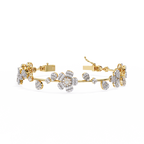 Designer Flower Motif Bangle Bracelet – Lab Grown Diamond Floral Bracelet – Lustraa’s Floral Bracelet
