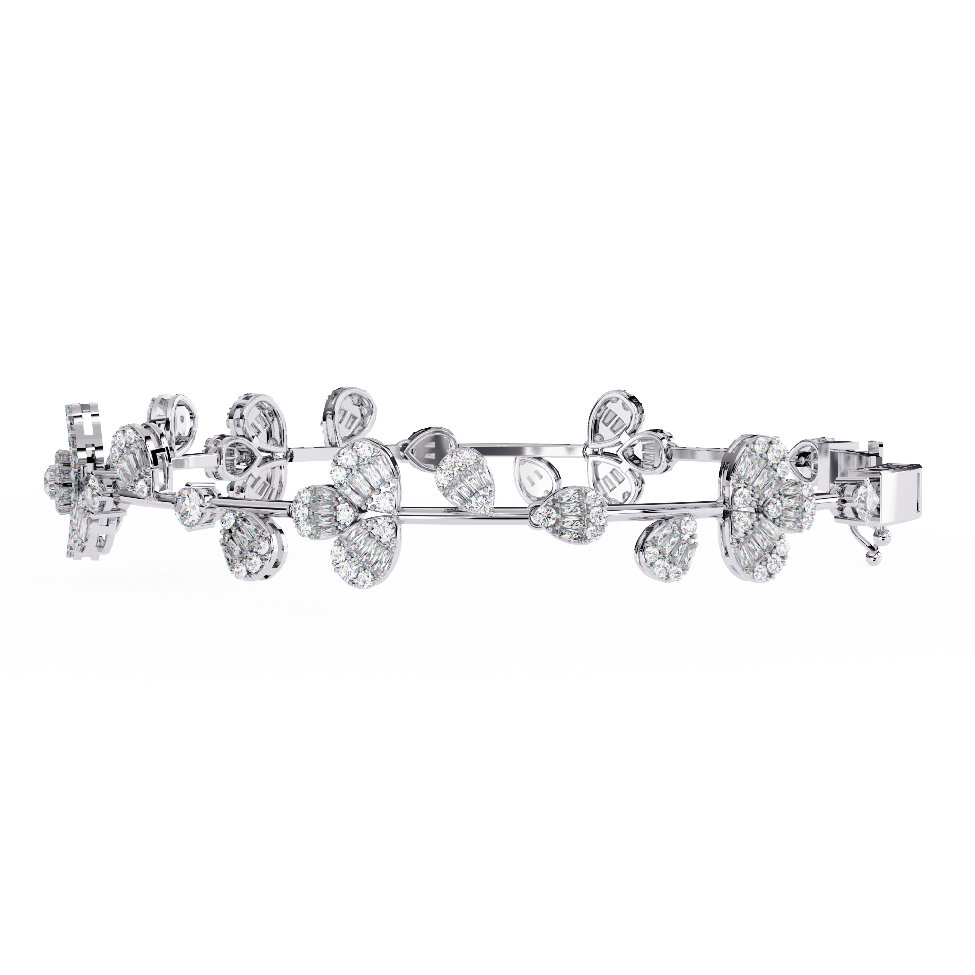 Designer Flower Motif Bangle Bracelet – Lab Grown Diamond Floral Bracelet – Lustraa’s Floral Bracelet