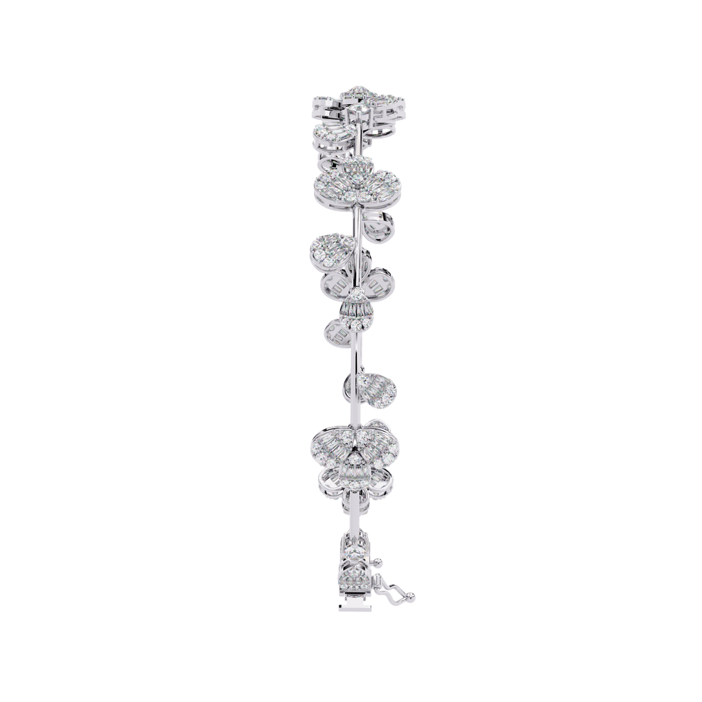 Designer Flower Motif Bangle Bracelet – Lab Grown Diamond Floral Bracelet – Lustraa’s Floral Bracelet
