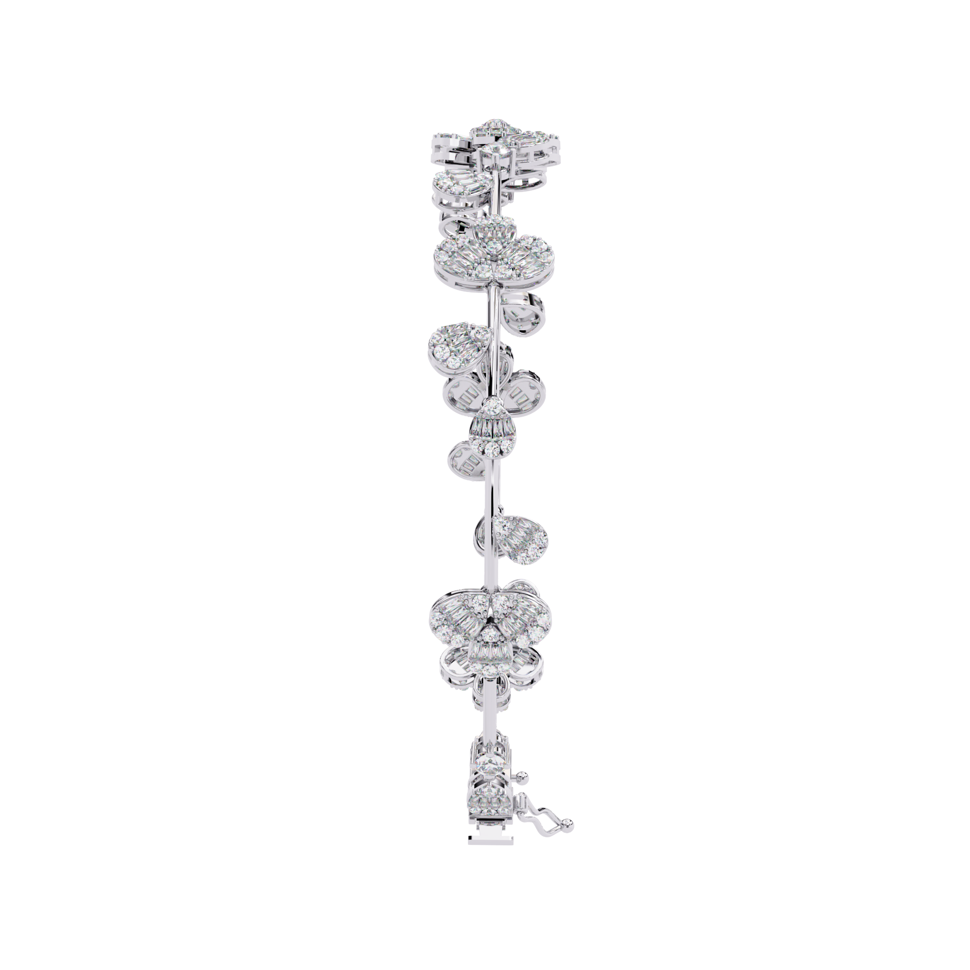 Designer Flower Motif Bangle Bracelet – Lab Grown Diamond Floral Bracelet – Lustraa’s Floral Bracelet