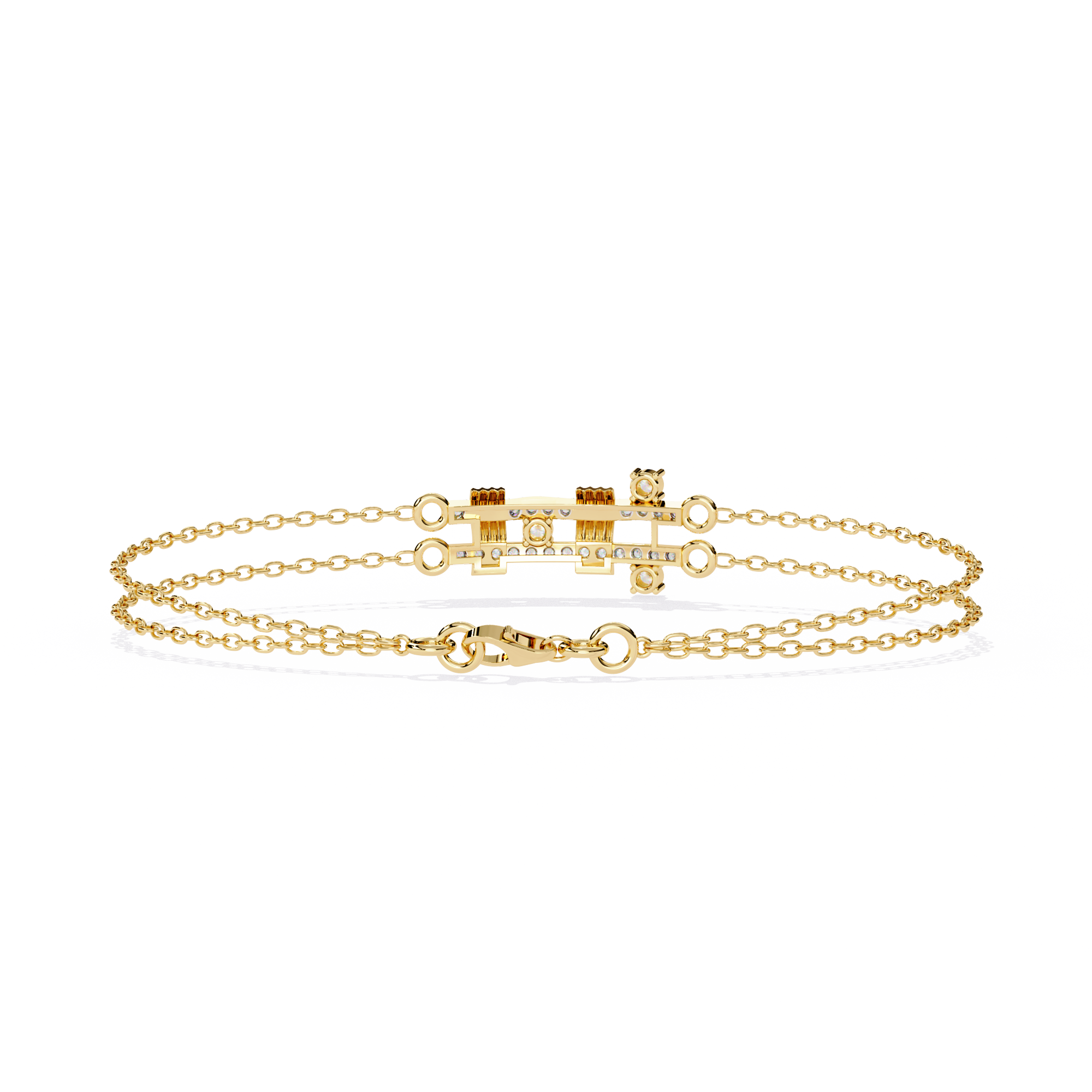 Chain Link Lab Grown Diamond Bracelet – Modern Dual Chain Fine Jewelry – Lustraa’s Contemporary Bracelet