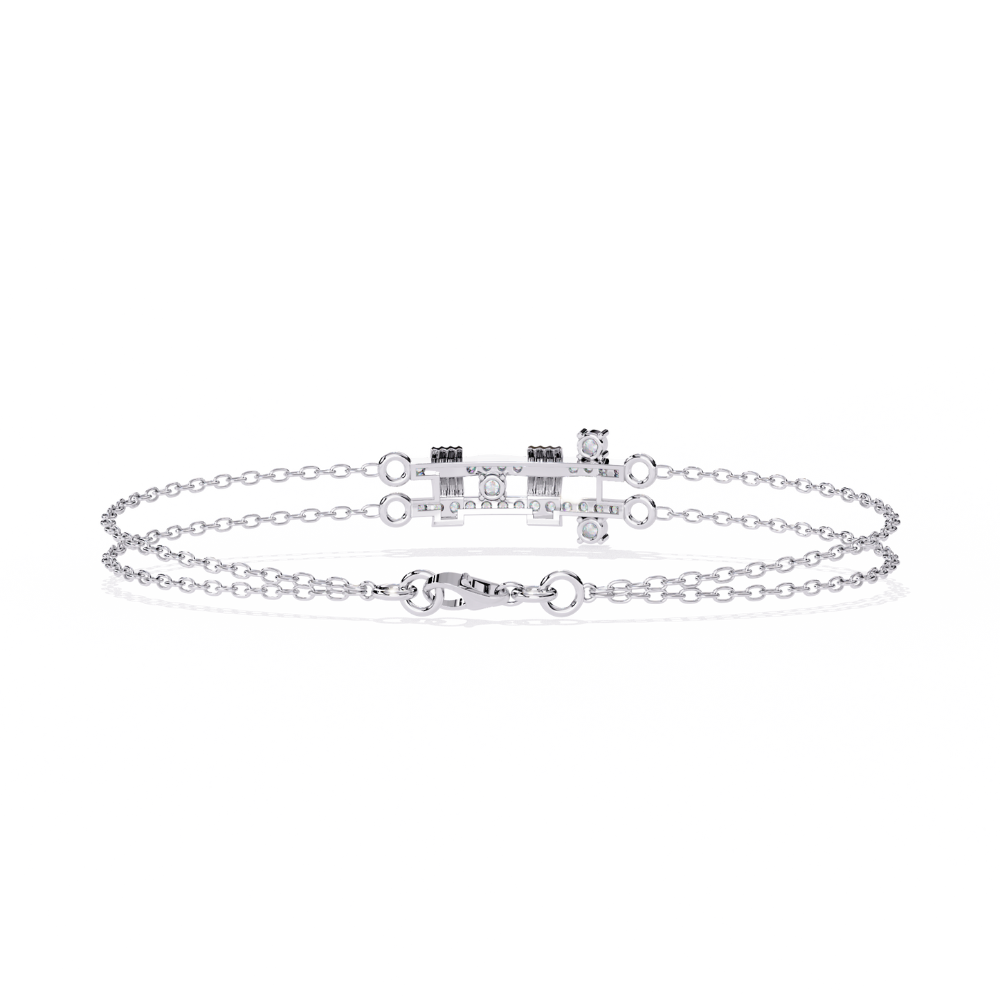 Modern Chain Link Lab Grown Diamond Bracelet | Dual Chain Bracelet with Lab Created Diamonds – Lustraa’s Contemporary Fine Jewelry
