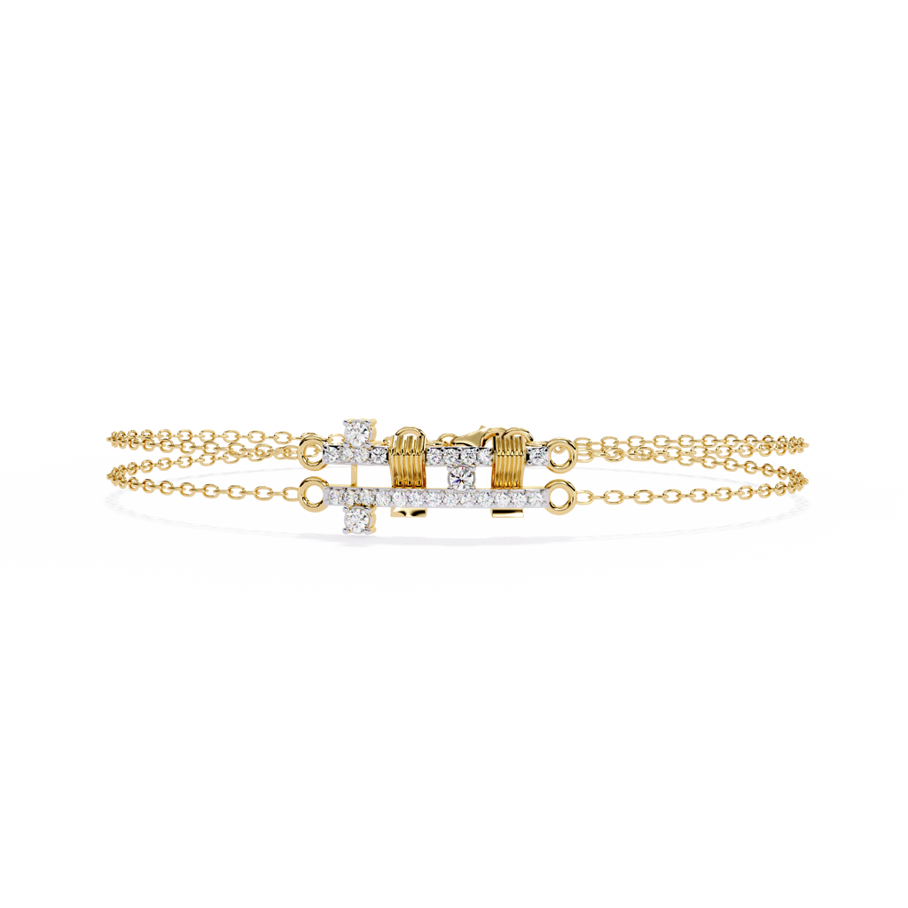 Chain Link Lab Grown Diamond Bracelet – Modern Dual Chain Fine Jewelry – Lustraa’s Contemporary Bracelet